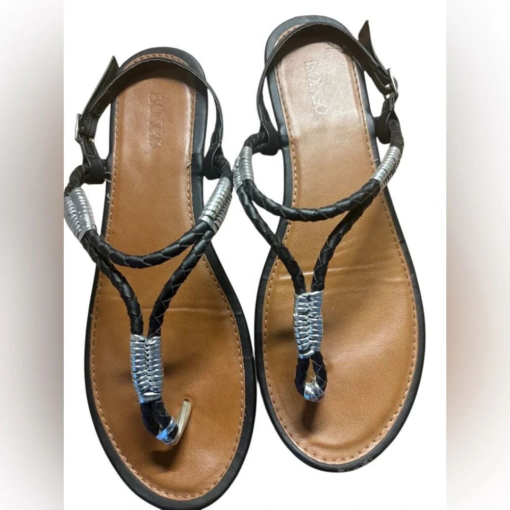 Braided Black and Silver Women's Sandals - Picture 2 of 4